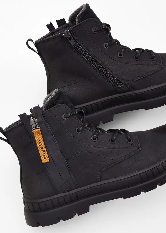 Bugatti Schnürboots mit Profilsohle in schwarz - Bugatti