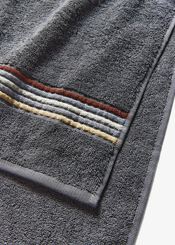 Handtuch mit gestreiften Details in grau (Detailaufnahme) - bonprix
