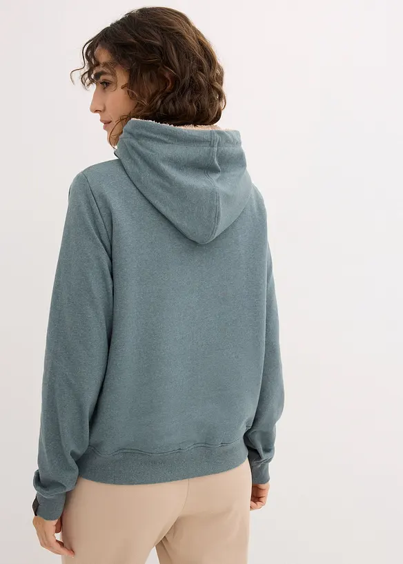 Kapuzensweatshirt aus Baumwoll-Mix und Teddy-Futter in grün von hinten (im Anschnitt) - bonprix Kapuzensweatshirt aus Baumwoll-Mix und Teddy-Futter in grün von hinten (im Anschnitt) - bonprix