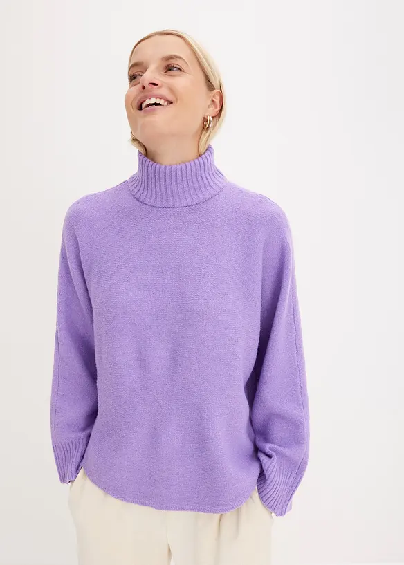 Pullover mit Stehkragen in lila von vorne (im Anschnitt) - bonprix