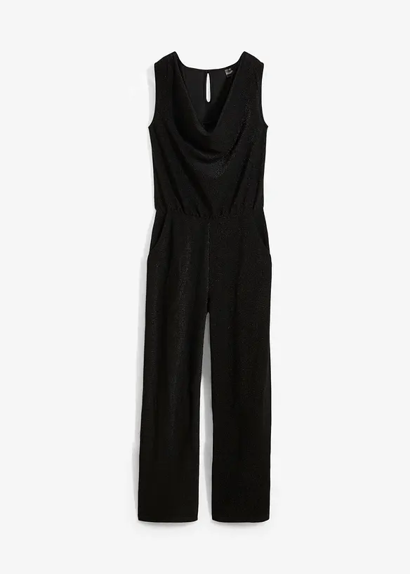 Jumpsuit mit Glitzerelementen in schwarz von vorne - bonprix Jumpsuit mit Glitzerelementen in schwarz von vorne - bonprix