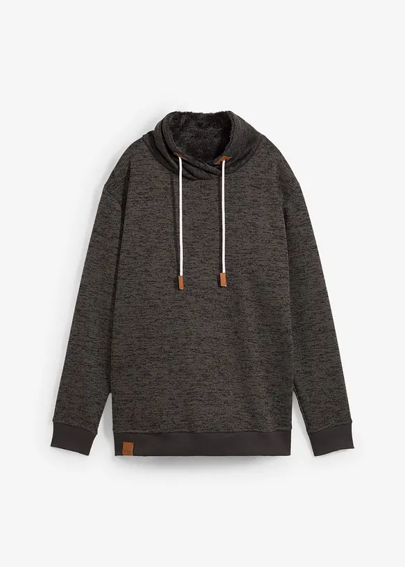 Long-Sweatshirt in grau von vorne - bonprix