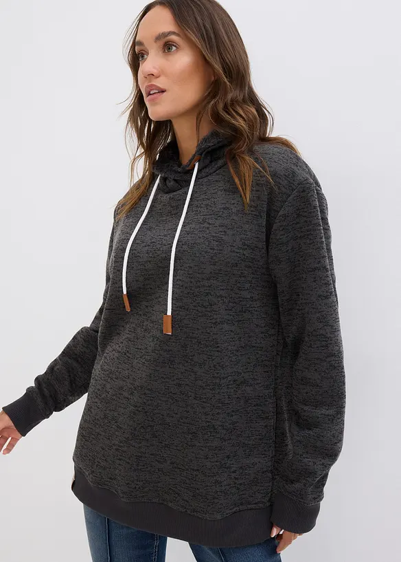 Long-Sweatshirt in grau von vorne (im Anschnitt) - bonprix