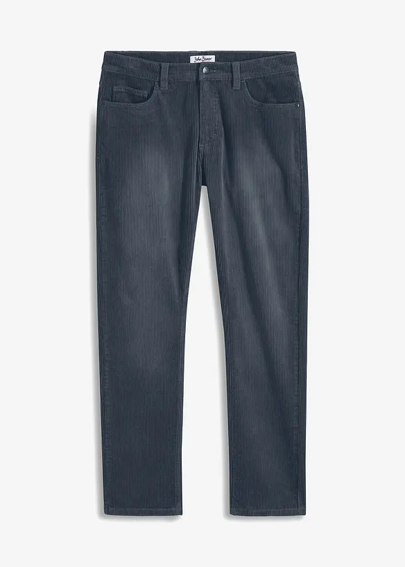 Regular-Fit Cordhose in gewaschener Optik, Straight in blau von vorne - bonprix
