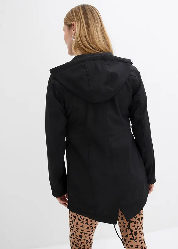 Softshell-Tragejacke / Umstandsjacke, weitenregulierbar in schwarz von hinten (im Anschnitt) - bonprix