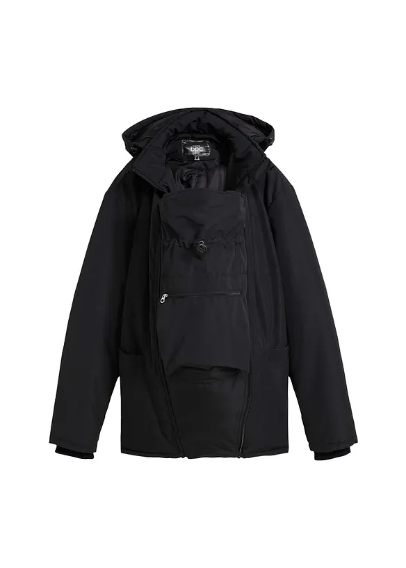3-in-1 Umstandsjacke mit Trageeinsatz in schwarz von vorne - bonprix