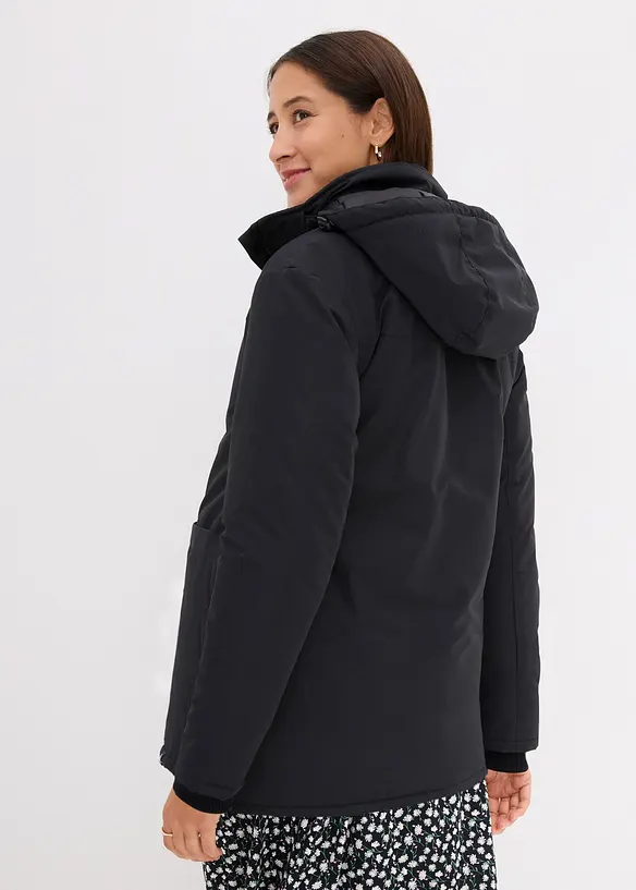 3-in-1 Umstandsjacke mit Trageeinsatz in schwarz von hinten (im Anschnitt) - bonprix