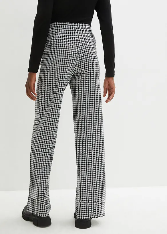 Stretch-Hose mit Hahnentrittmuster, Wide leg in schwarz von hinten - bonprix Stretch-Hose mit Hahnentrittmuster, Wide leg in schwarz von hinten - bonprix