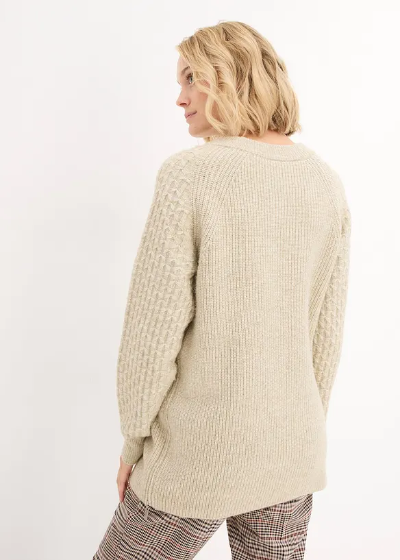 Warmer 2-in-1 Umstands- und Stillpullover in grün von hinten (im Anschnitt) - bonprix