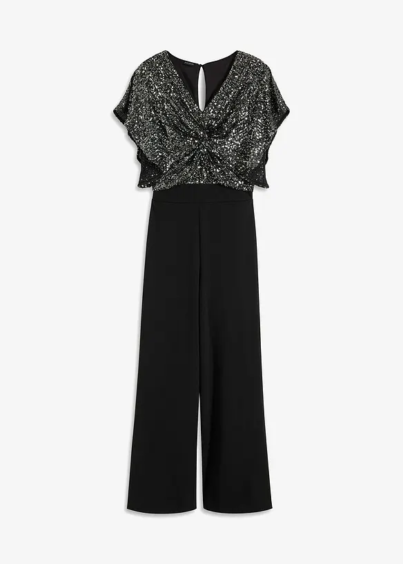 Jumpsuit in schwarz von vorne - bonprix