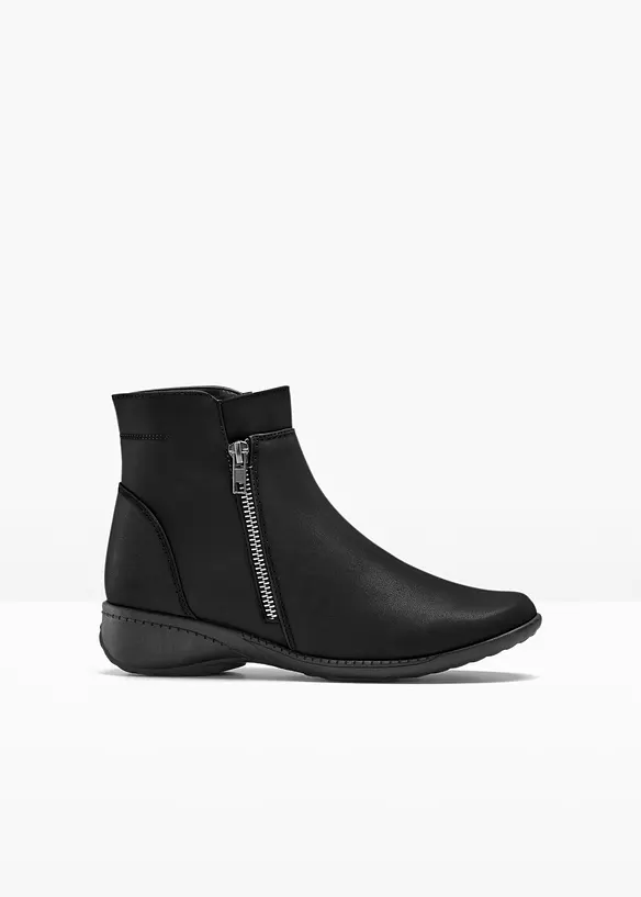 Boots mit Reißverschluss in schwarz von vorne - bonprix