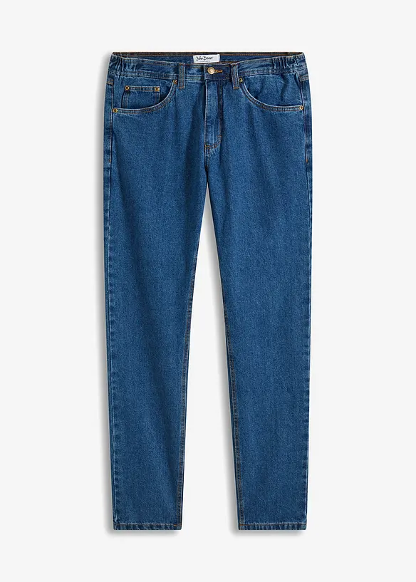 Classic-Fit Jeans mit Dehnbund, Straight in blau von vorne - bonprix