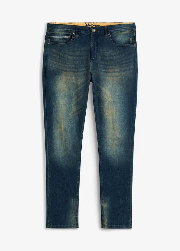 Leichte Slim-Fit-Jeans, Straight in blau von vorne - bonprix