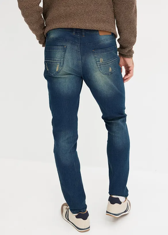 Leichte Slim-Fit-Jeans, Straight in blau von hinten - bonprix