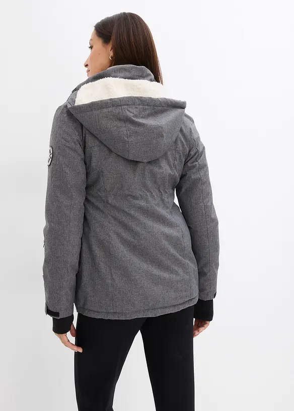 Kuschelige 3-in-1 Umstandsjacke und Tragejacke in grau von hinten (im Anschnitt) - bonprix