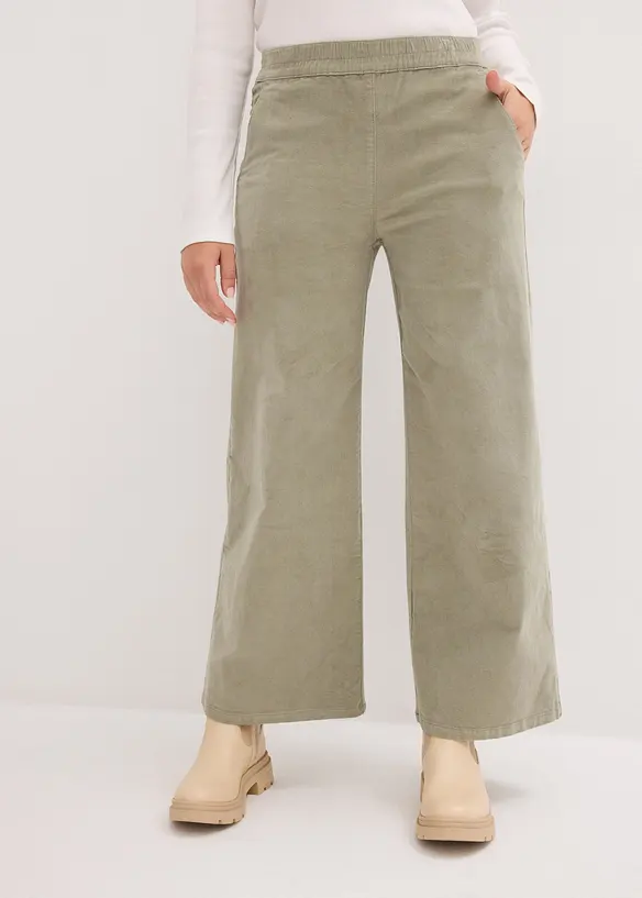 High-Waist-Cordhose aus Baumwoll-Mix in grün von vorne - bonprix High-Waist-Cordhose aus Baumwoll-Mix in grün von vorne - bonprix