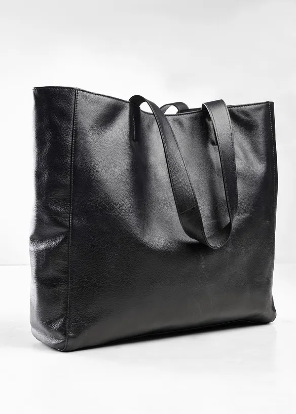 XXL-Ledershopper in schwarz geöffnet - bonprix