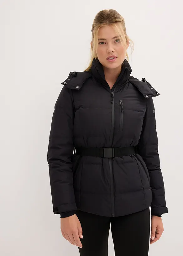 wasserabweisende Ski Daunenjacke mit wärmeisolierender Funktion in schwarz von vorne (im Anschnitt) - bonprix