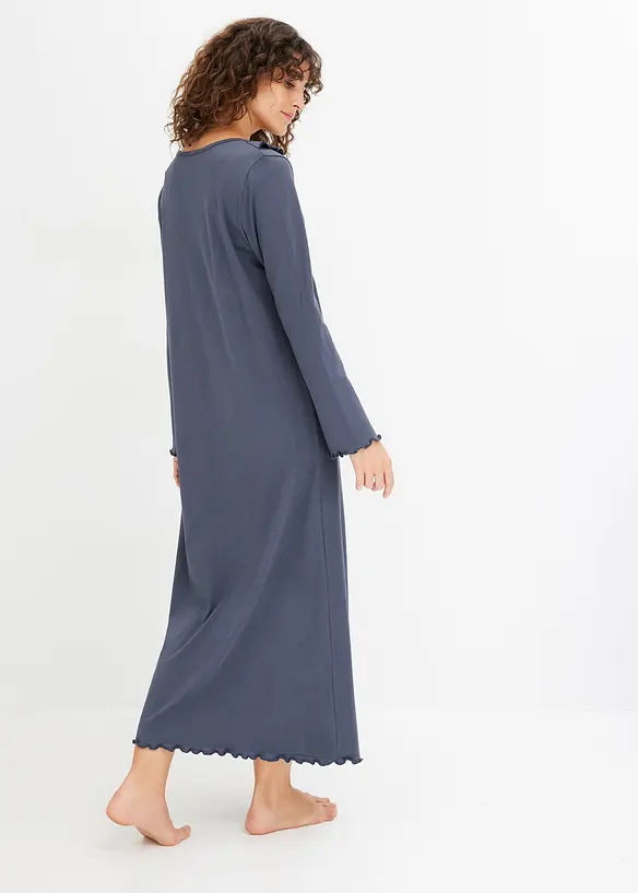 Nachthemd mit Rüschen in blau von hinten (Totalaufnahme) - bonprix