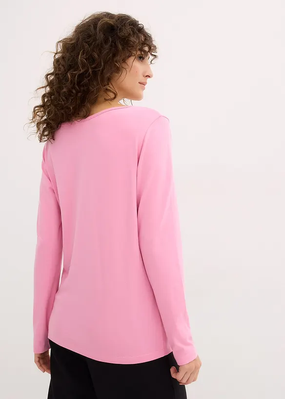 Figurbetontes Langarmshirt (2er Pack) in rosa von hinten (im Anschnitt) - bonprix