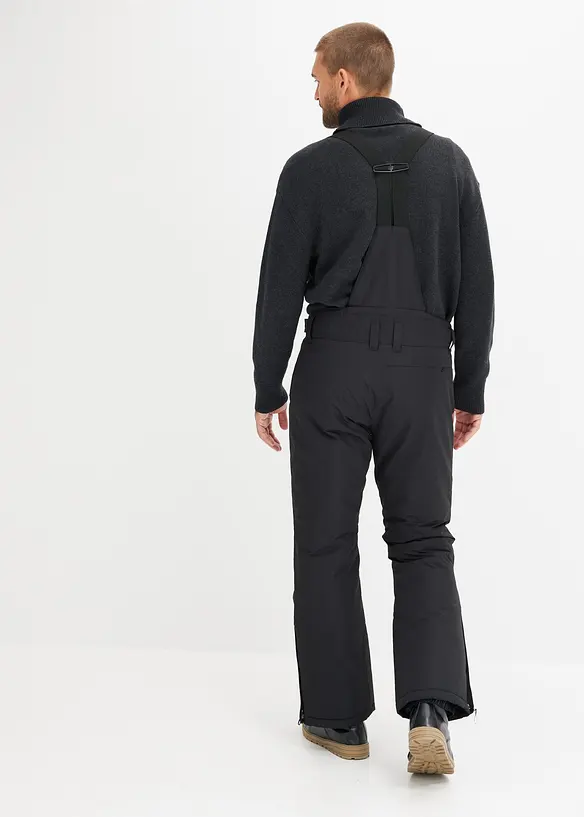 Wasserdichte Thermo-Funktionshose mit Hosenträgern in schwarz von hinten - bonprix