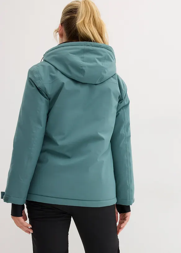 wasserdichte Ski Funktions-Schlupfjacke mit Fleece-Futter in grün von hinten (im Anschnitt) - bonprix