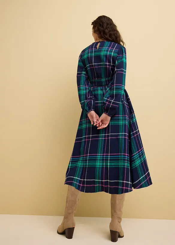 Flanellkleid aus reiner Baumwolle in blau von hinten (Totalaufnahme) - bonprix Flanellkleid aus reiner Baumwolle in blau von hinten (Totalaufnahme) - bonprix
