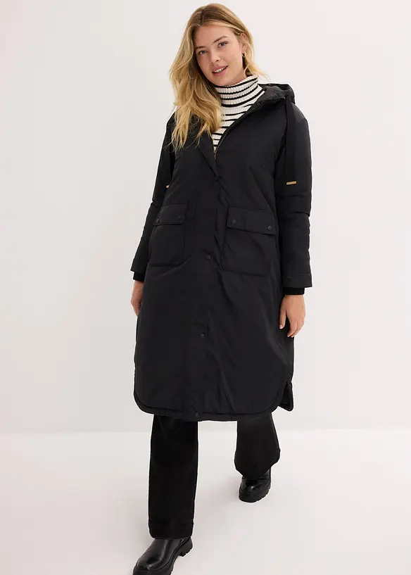 Long-Parka in schwarz von vorne (Totalaufnahme) - bonprix