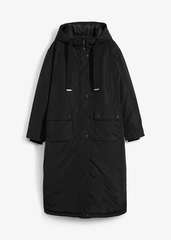 Long-Parka in schwarz von vorne - bonprix