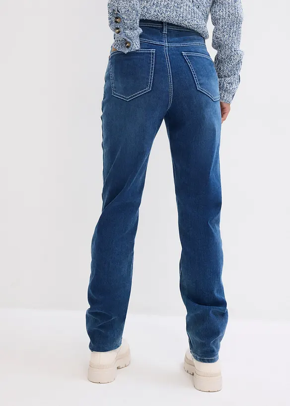 Straight Jeans High Waist, Thermo in blau von hinten - bonprix Straight Jeans High Waist, Thermo in blau von hinten - bonprix