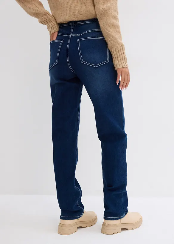Straight Jeans High Waist, Thermo in blau von hinten - bonprix Straight Jeans High Waist, Thermo in blau von hinten - bonprix
