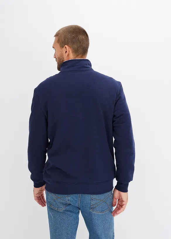 Thermo-Sweatshirt mit flauschigem Teddyfleece in blau von hinten (im Anschnitt) - bonprix