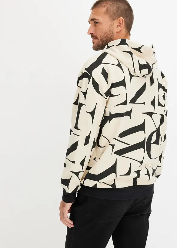 Kapuzensweatshirt in Loose Fit in beige von hinten (im Anschnitt) - bonprix