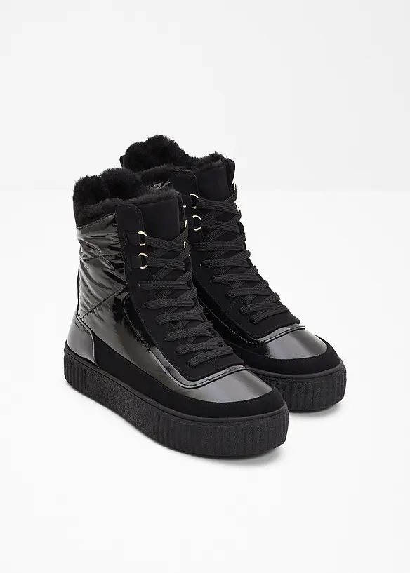Gefütterte Schnürboots in schwarz - bonprix