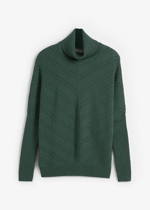 Rollkragenpullover in grün von vorne - bonprix