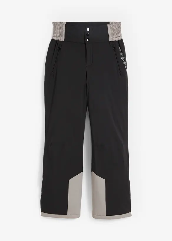 Ski Thermo-Funktionshose mit High Waist Bequembund, wasserdicht in schwarz von vorne - bonprix