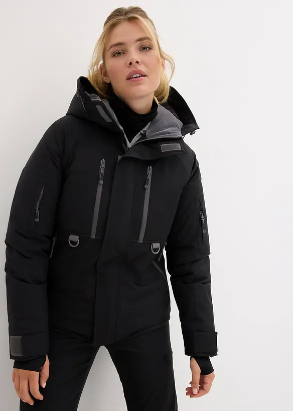 wasserdichte Ski-Jacke mit Schneefang in schwarz von vorne (im Anschnitt) - bonprix