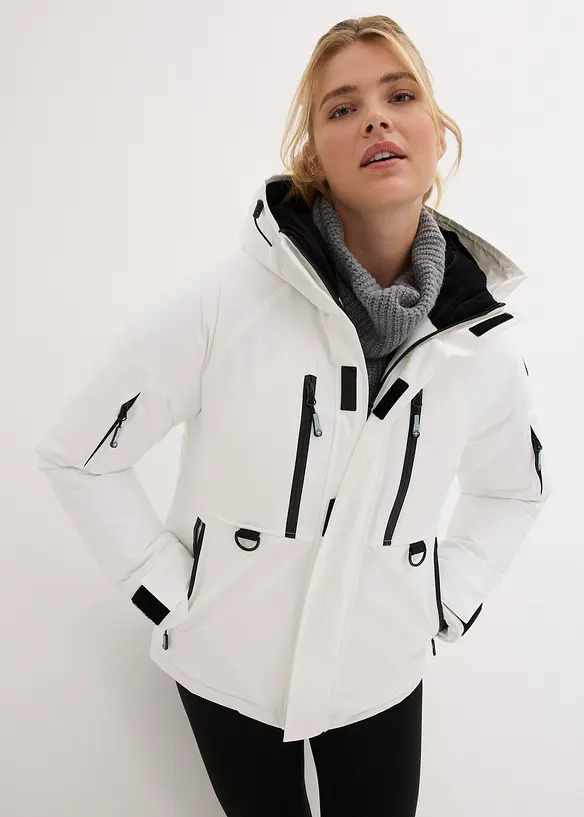 wasserdichte Ski-Jacke mit Schneefang in weiß von vorne (im Anschnitt) - bonprix