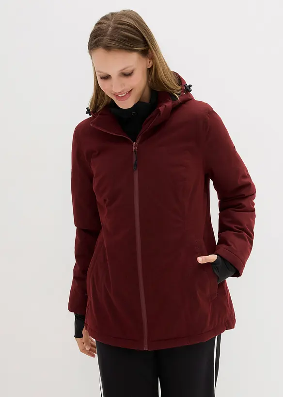 Wasserdichte 2-in-1-Optik Funktionsjacke in rot von vorne (im Anschnitt) - bonprix