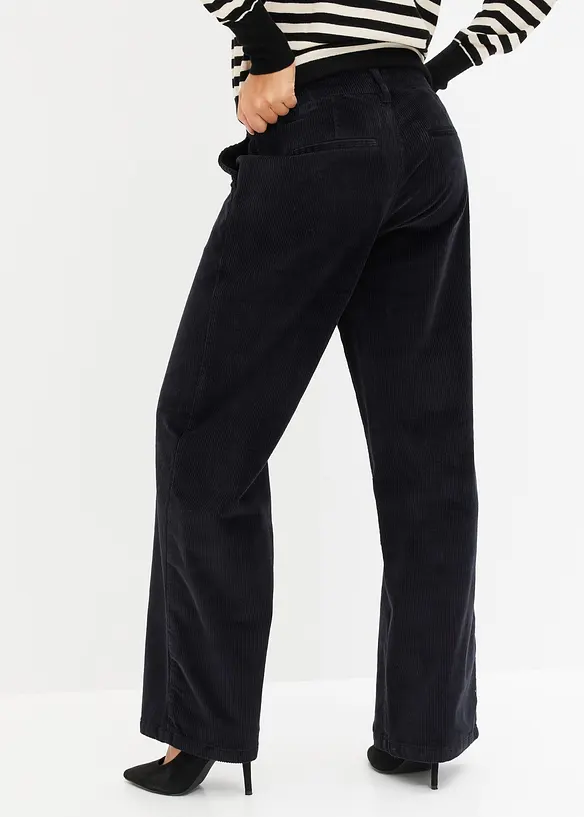 Weite Cordhose aus Baumwoll-Mix in schwarz von hinten - bonprix Weite Cordhose aus Baumwoll-Mix in schwarz von hinten - bonprix