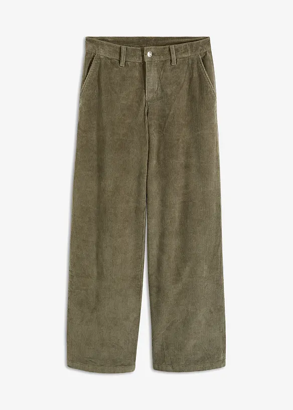 Weite Cordhose aus Baumwoll-Mix in grau von vorne - bonprix