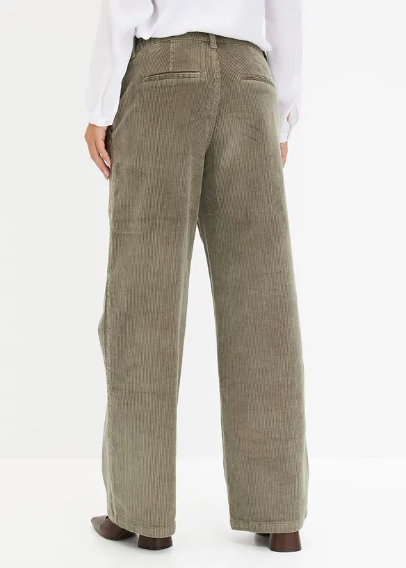 Weite Cordhose aus Baumwoll-Mix in grau von hinten - bonprix