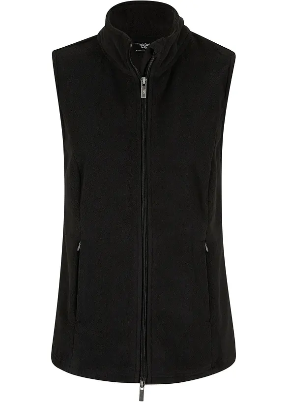 Fleece-Weste mit Taschen in schwarz von vorne - bonprix