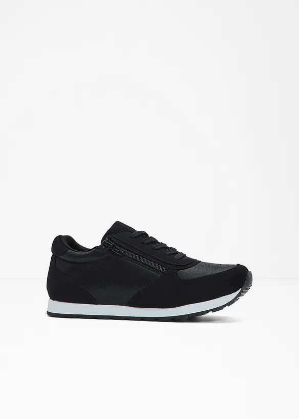 Sneaker mit Reißverschluss in schwarz von vorne - bonprix