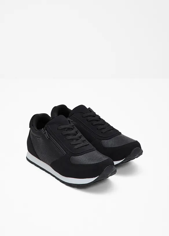 Sneaker mit Reißverschluss in schwarz - bonprix