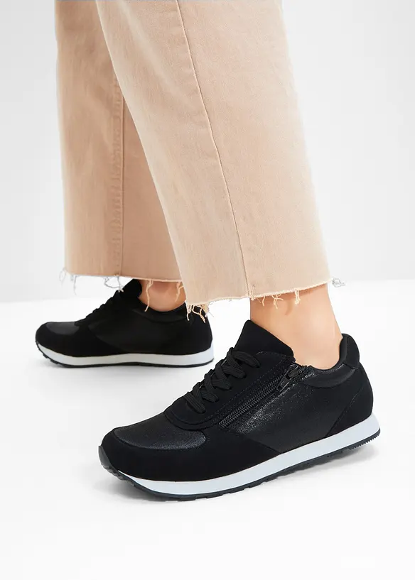 Sneaker mit Reißverschluss in schwarz - bonprix