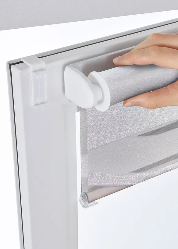 Jacquard Doppelrollo zweifarbig in weiß - bonprix