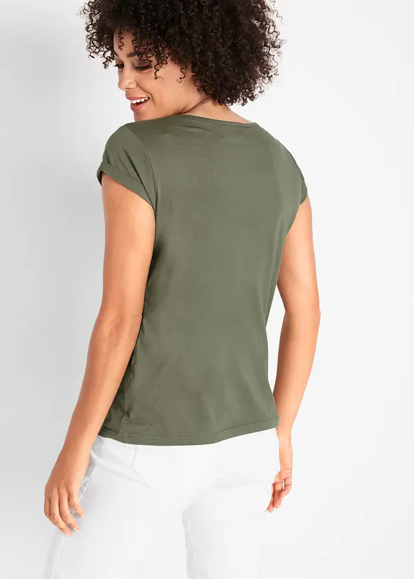 T-Shirt aus reiner Baumwolle in grün von hinten (im Anschnitt) - bonprix