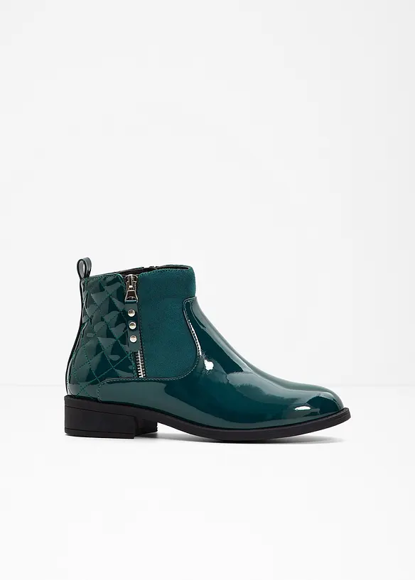 Stiefeletten in Lack-Optik in grün - bonprix