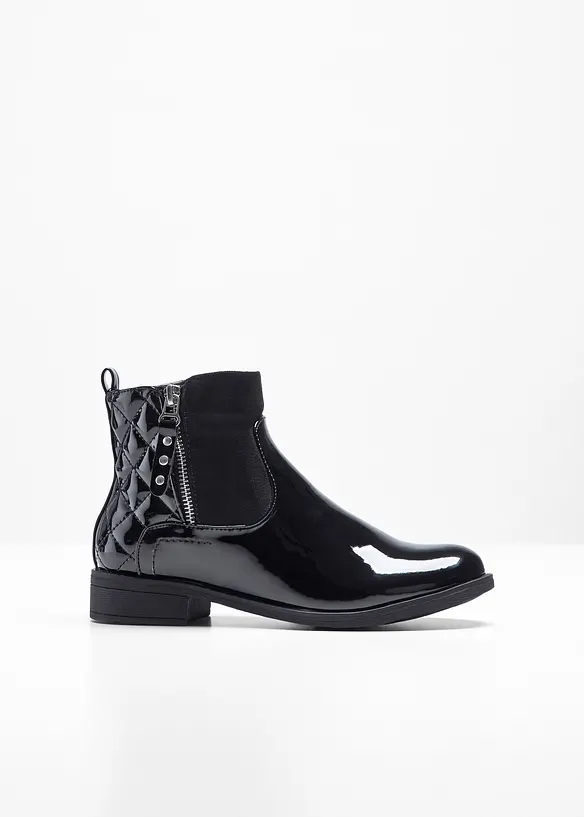 Stiefeletten in Lack-Optik in schwarz von vorne - bonprix